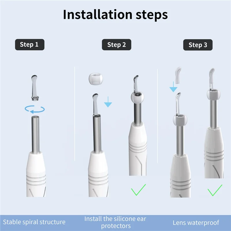 W1 Ear Wax Removal Tool Camera WiFi Ear Cleaning Kit Ear Pick with LED Light - White