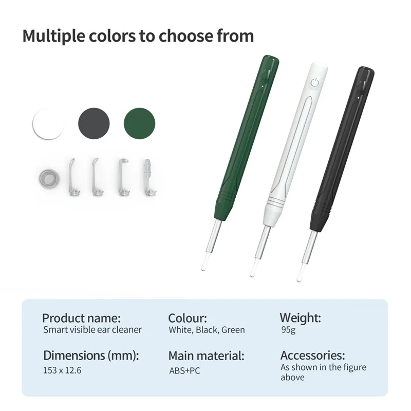 W1 Ear Wax Removal Tool Camera WiFi Ear Cleaning Kit Ear Pick with LED Light - Green