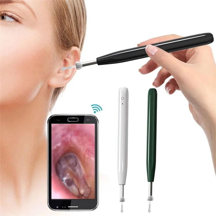 W2 Ear Camera Otoscope Ear Wax Removal Tool Kit LED Light Ear Pick Spoon Earwax Remover - White