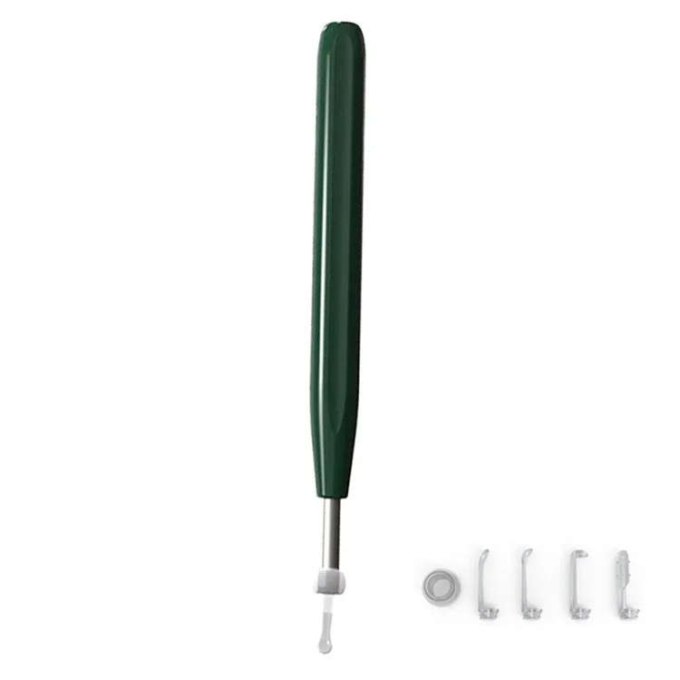W2 Ear Camera Otoscope Ear Wax Removal Tool Kit LED Light Ear Pick Spoon Earwax Remover - Green