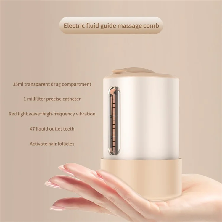2327 Applicatore per massaggio del cuoio capelluto con luce rossa, Pettine con guida di liquido elettrico da 15 ml 