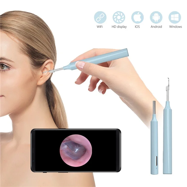 Z10 WiFi Visual Ohrschachentfernung Tool Wireless Ohrschuh Reiniger Digitales Otoskop -ohr -wachs -reinigungswerkzeug - Blau
