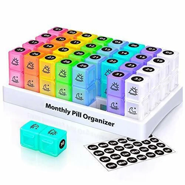 31011 PP Pillola Organizzatore 32 Gids 31 Giorni Scatola di Pillole Titolare Facile da Aprire Quotidiano Organizzatore di Medicinali per Viaggi (No FDA, senza BPA)