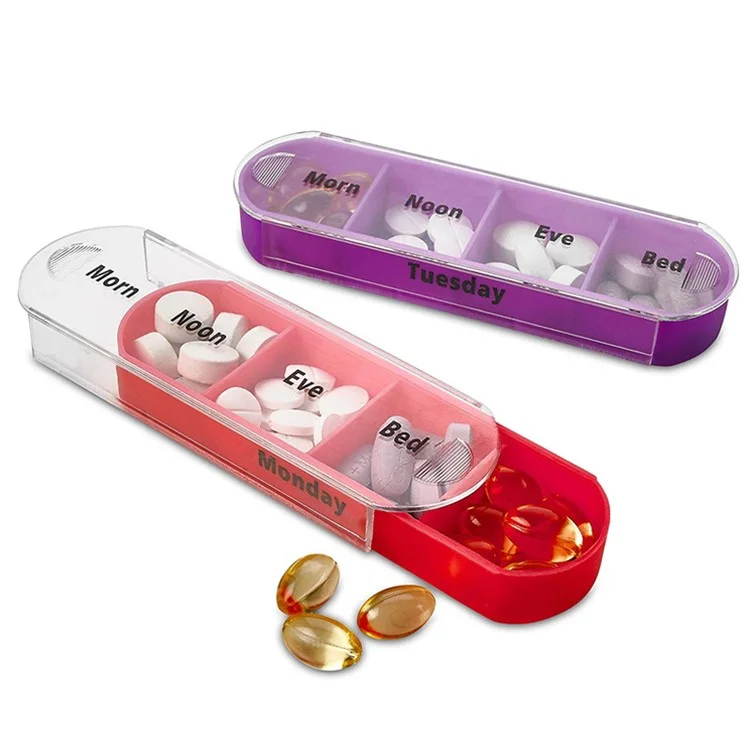 28003 28 Grids PP Daily Pill Case 4 Times A Day 7 Day Seal Medicine Box Portable 7 Stackable Weekly Pill Organizer (No FDA, BPA Free)