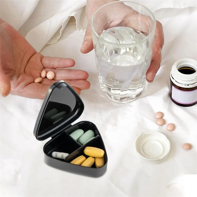 21027 Contenitore portatile in PP per pillole quotidiane 2 volte al giorno 7 giorni Porta pillole sigillato Organizzatore di medicinali settimanale facile da aprire (Senza FDA, senza BPA) - Nero 