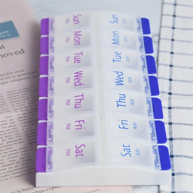 14006 PP Weekly Pill Organizer 2 Times A Day 7 Day Pill Box Holder Easy-Open Daily Medicine Organizer (No FDA Certificate, BPA Free)