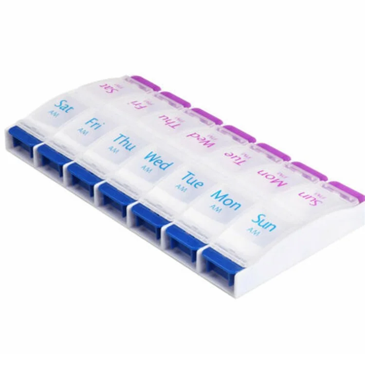 14006 PP Weekly Pill Organizer 2 Times A Day 7 Day Pill Box Holder Easy-Open Daily Medicine Organizer (No FDA Certificate, BPA Free)