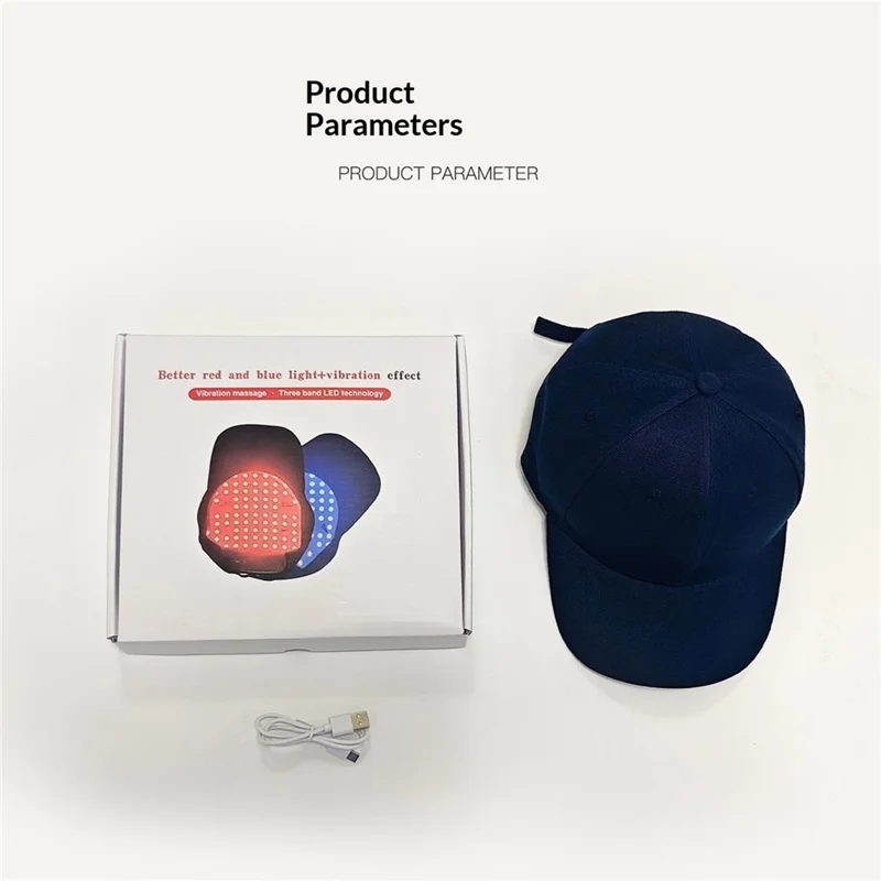 70-LED Red and Blue Light Therapy Rechargeable Hair Growth Cap with Vibrating Scalp Massage