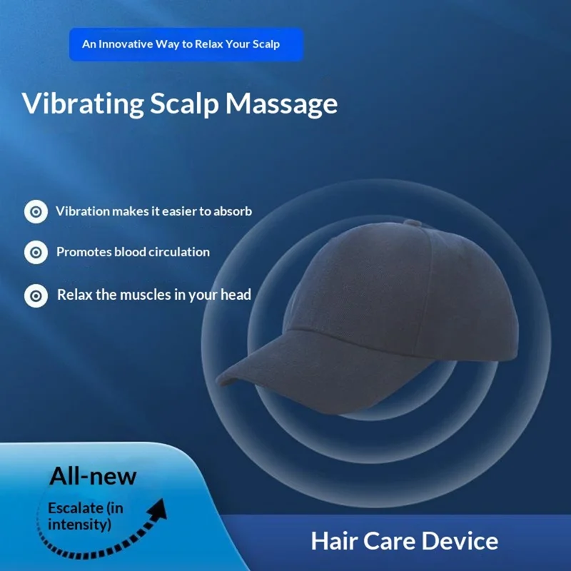 70-LED Red and Blue Light Therapy Rechargeable Hair Growth Cap with Vibrating Scalp Massage