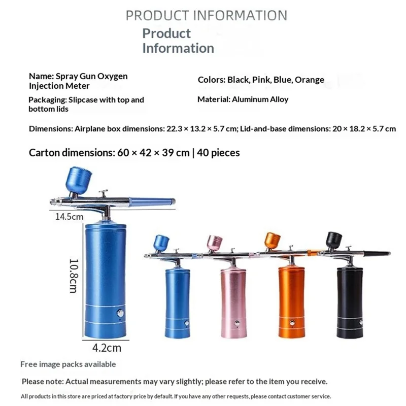 D090 Spray Gun Oxygen Injection Device 0.3mm Nano Atomization 160Kpa High Pressure Mist Hydrator for Home Beauty - Blue