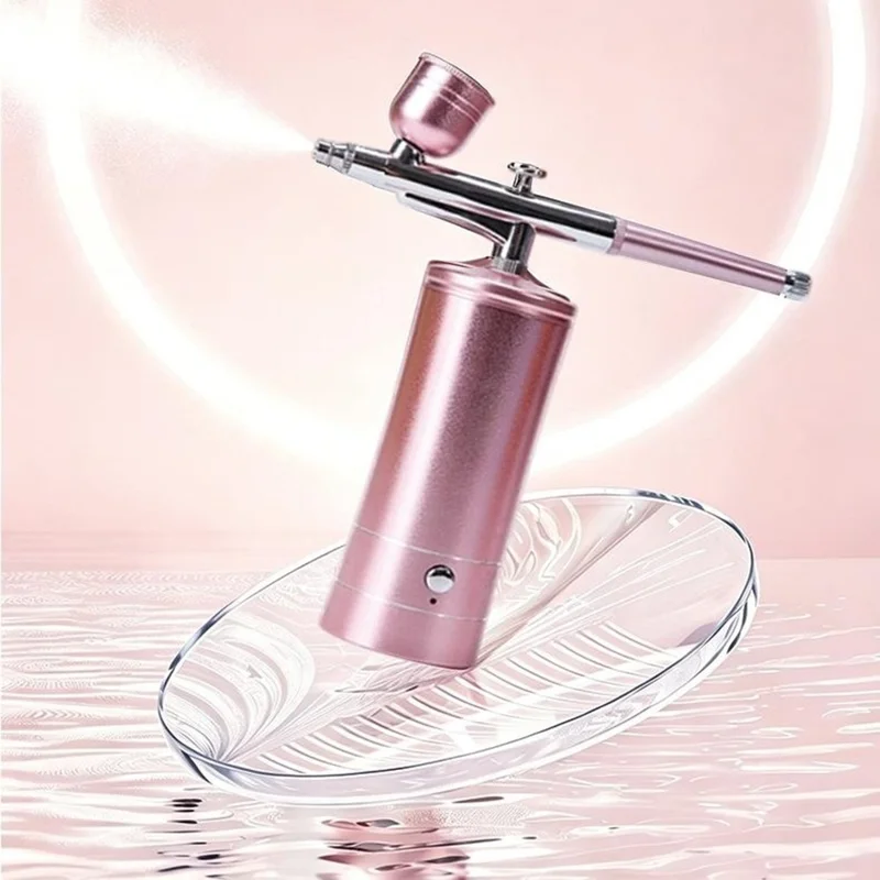 D090 Spray Gun Oxygen Injection Device 0.3mm Nano Atomization 160Kpa High Pressure Mist Hydrator for Home Beauty - Blue