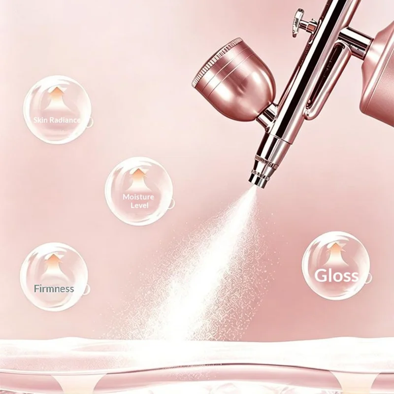 D090 Spray Gun Oxygen Injection Device 0.3mm Nano Atomization 160Kpa High Pressure Mist Hydrator for Home Beauty - Blue