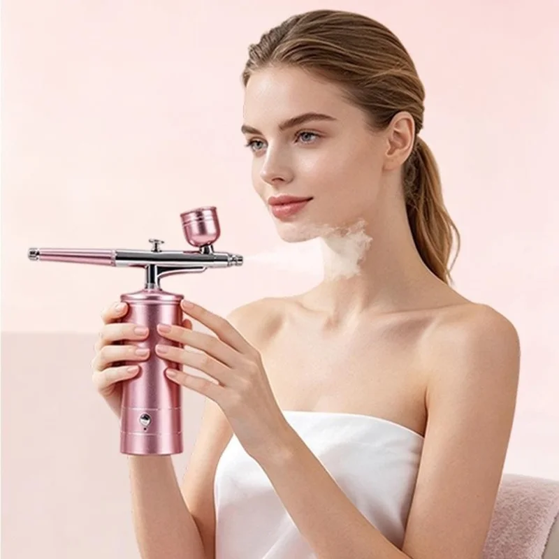 D090 Spray Gun Oxygen Injection Device 0.3mm Nano Atomization 160Kpa High Pressure Mist Hydrator for Home Beauty - Blue