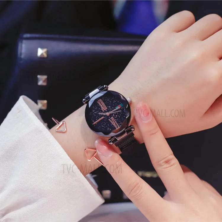 Jiangyuyan Scale Roman Scale Imperméable Women Quartz Wist Watch Alloy Band - le Noir