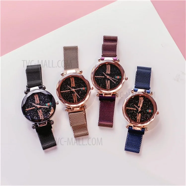 Jiangyuyan Scale Roman Scale Imperméable Women Quartz Wist Watch Alloy Band - le Noir