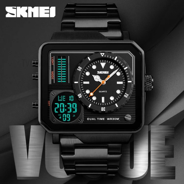 SKMEI Men Dual Display Sport Watch Stopwatch Alarm Digital Watch - Black