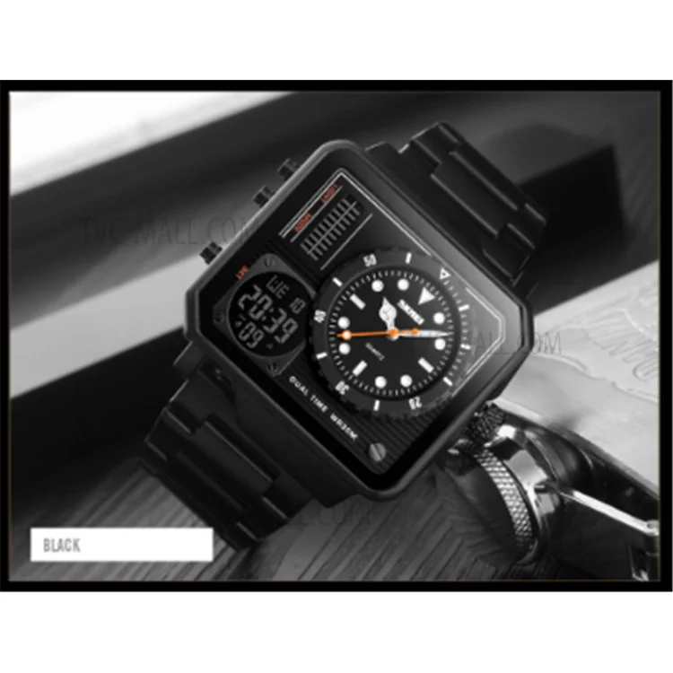 SKMEI Men Dual Display Sport Watch Stopwatch Alarm Digital Watch - Black