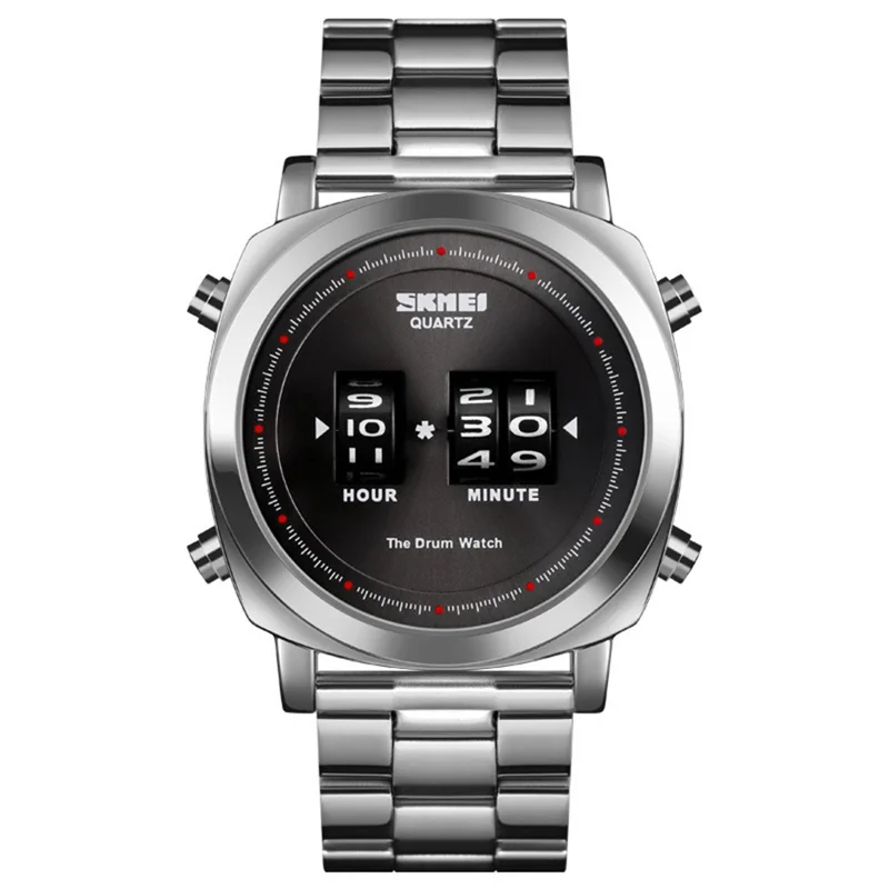 SKMEI Heren Businessstijl Rijpe Quartz Horloge Tide Studentenrolhorloge - Zilver/Zwart