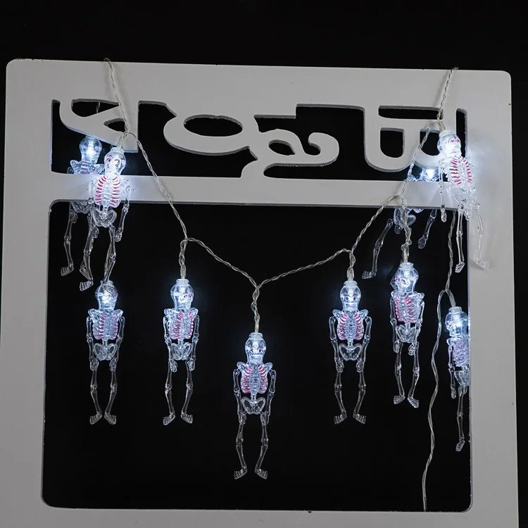 10PCS/Set Skeleton LED String Lights 1.65M Halloween Decoration Hanging Lamps - White