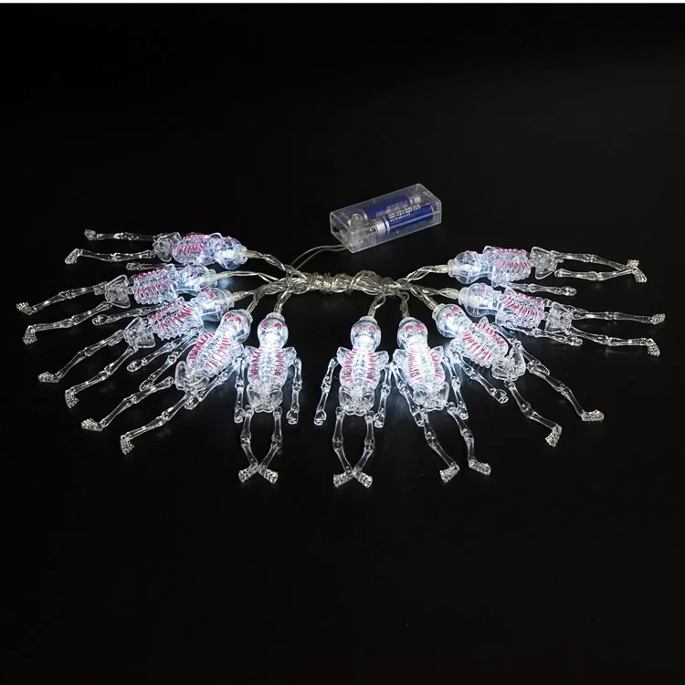 10PCS/Set Skeleton LED String Lights 1.65M Halloween Decoration Hanging Lamps - White