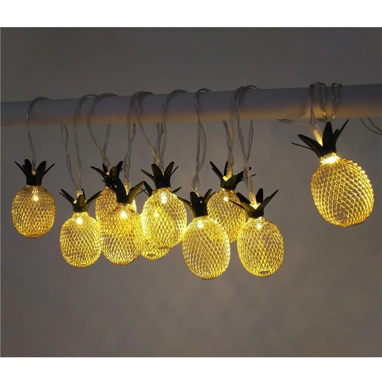 Luces de Cuerda de Piña de 1.5m de 1.5m Luces de Hada de Hadas de 10 Led Operada Por la Batería Para la Decoración Del Hogar Navideño - Oro