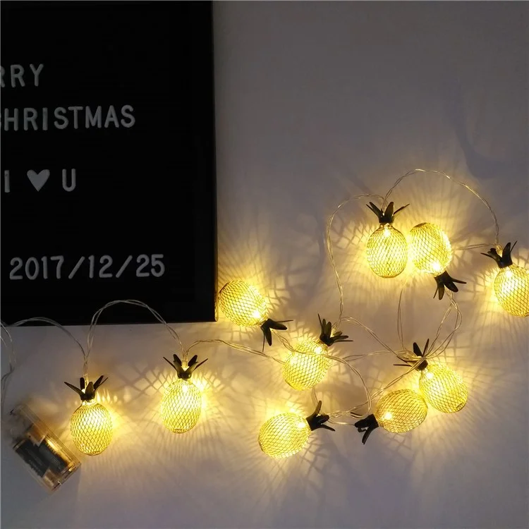 Luces de Cuerda de Piña de 1.5m de 1.5m Luces de Hada de Hadas de 10 Led Operada Por la Batería Para la Decoración Del Hogar Navideño - Oro