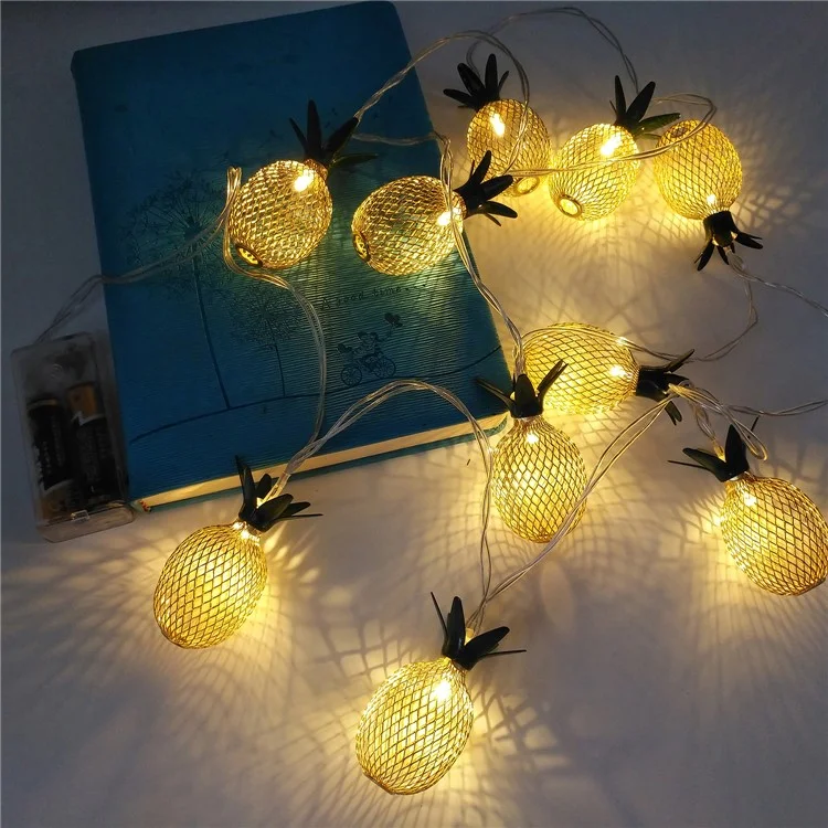 Luces de Cuerda de Piña de 1.5m de 1.5m Luces de Hada de Hadas de 10 Led Operada Por la Batería Para la Decoración Del Hogar Navideño - Oro