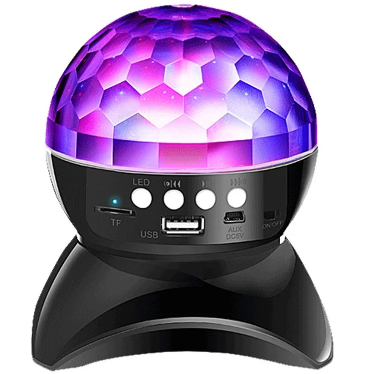 Mini Altavoz Bluetooth Inalámbrico Con Luz De Color Soporte U Disco, Tarjeta TF, Entrada AUX Para Party Home, Entretenimiento - Negro