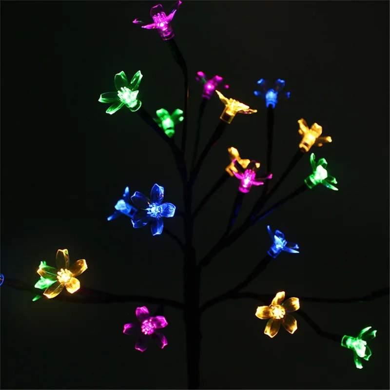 2Pcs Solar Cherry Flower 20-LED Light Outdoor Garden Yard Lawn Landscape Lamp