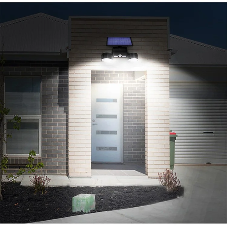 30-LED Solar Light Dual Head Solar Lamp PIR Motion Sensor Spotlight Waterproof Wall Outdoor Lights - White