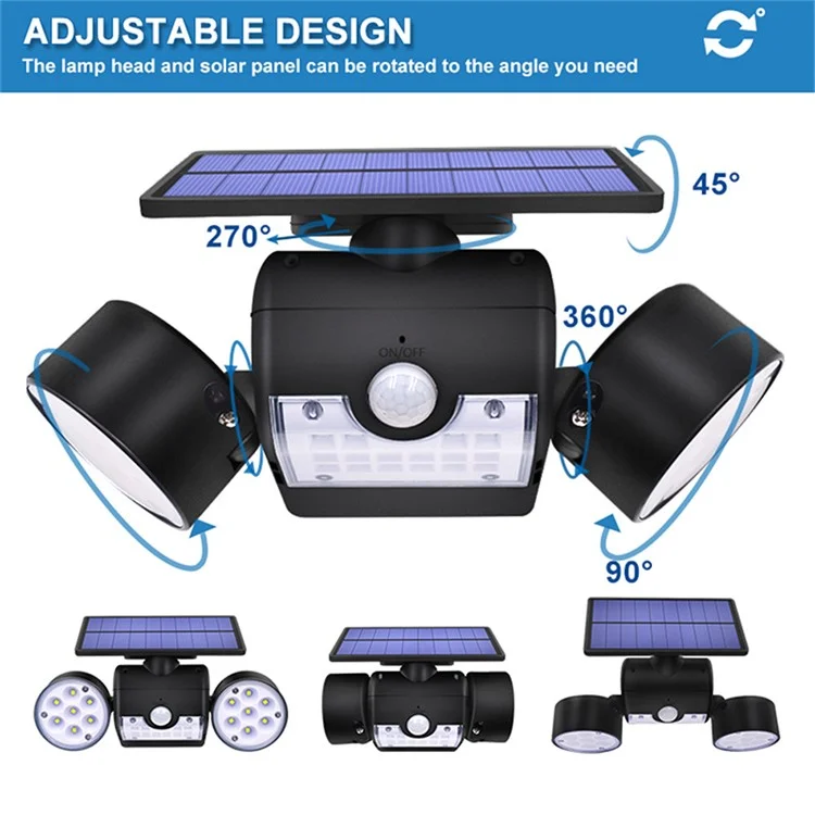 30-led-solarlicht Dual Head Solar Lamp Pir-bewegungssensor Spotlight Wasserdichte Wand im Freien im Freien Leuchten - Weiß