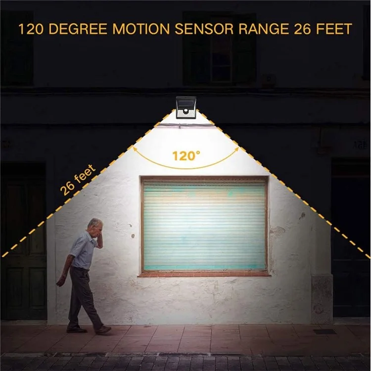Lampes solaires à 3 côtés et 40 LED, Éclairage mural solaire extérieur avec détecteur de mouvement, Imperméable