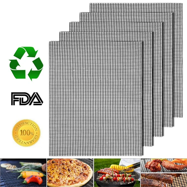 5PCS/Set Non-stick PTFE BBQ Baking Mesh Mats Reusable Pads, Size: 40 x 33cm