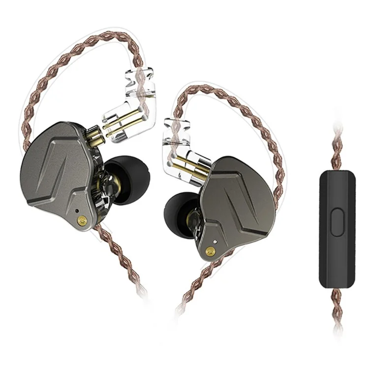 KZ-ZSN Pro In-Ear Bass Metal Music Sport Earphone sem Microfone (Com Microfone) - Cinza