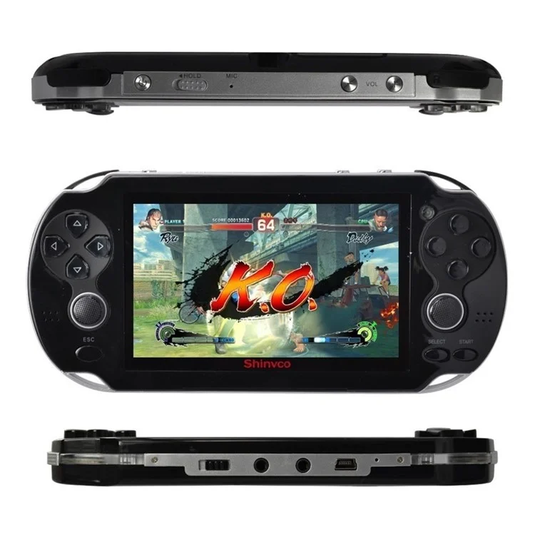 4.3 inch Games Playstation Handheld Video Game Console MP5 Media Player with Free 200 Games - Black / EU Plug