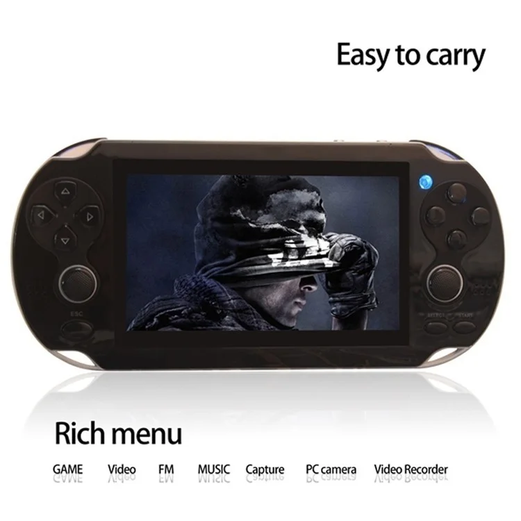 4.3 inch Games Playstation Handheld Video Game Console MP5 Media Player with Free 200 Games - Black / EU Plug