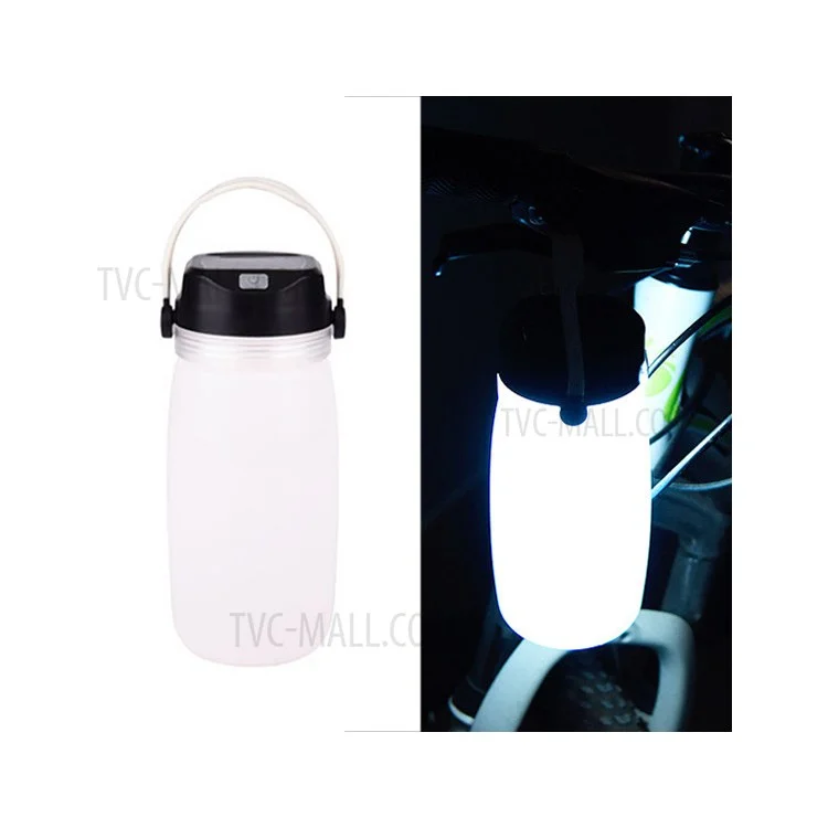 Creative 750ml Multi-functional Outdoor Sports Folding Kettle Solar Charging Power Bank Camping Lamp - White