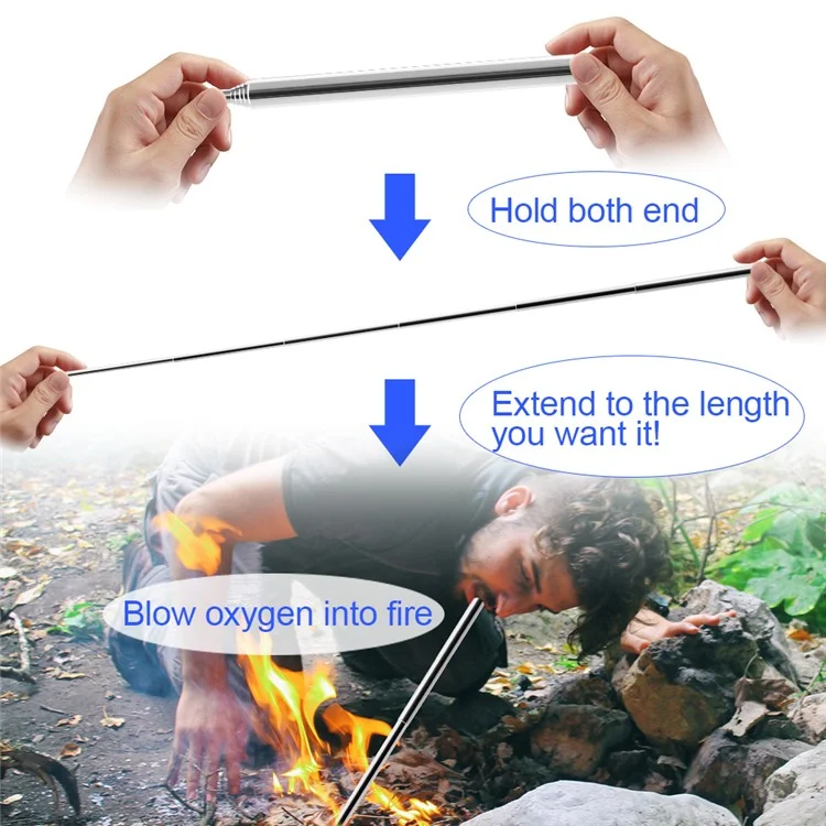10mm Stainless Steel Telescopic Mouth Blow Pipe Tube Tool