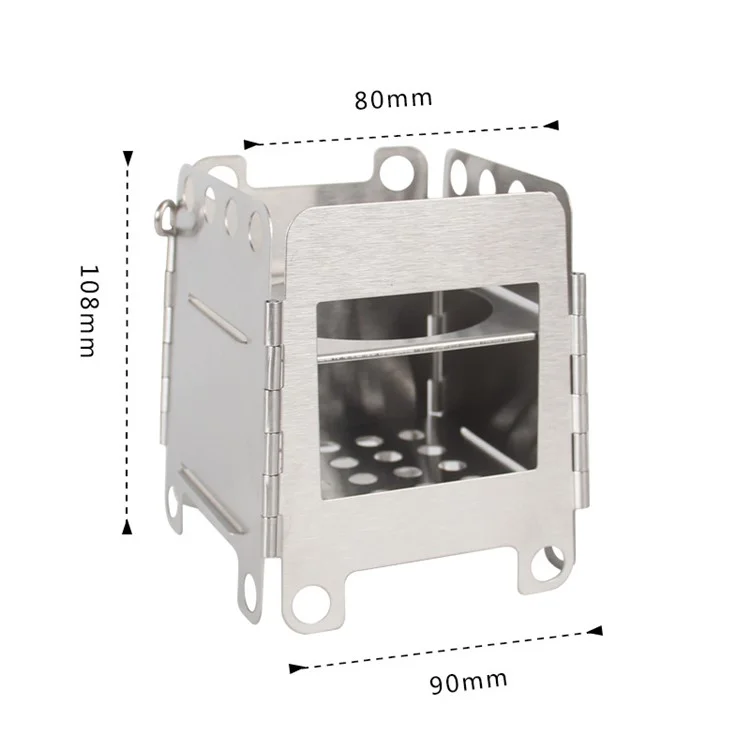 WS006S Mini Camping Picnic Stove Stufe de Madera de Acero Inoxidable en Acero Inoxidable - Plata