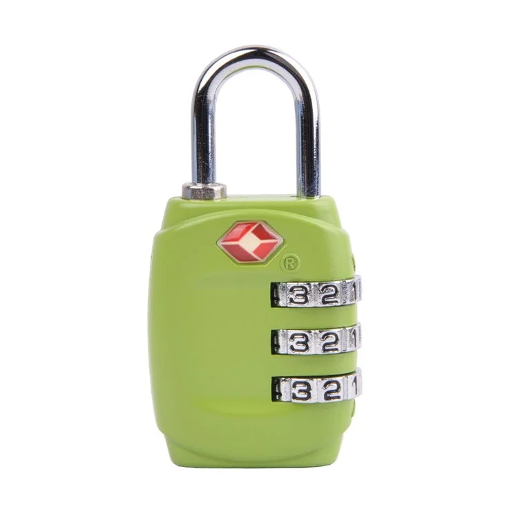 TSA Lock International Travel Luggage 3-Dial Combination Padlock - Green