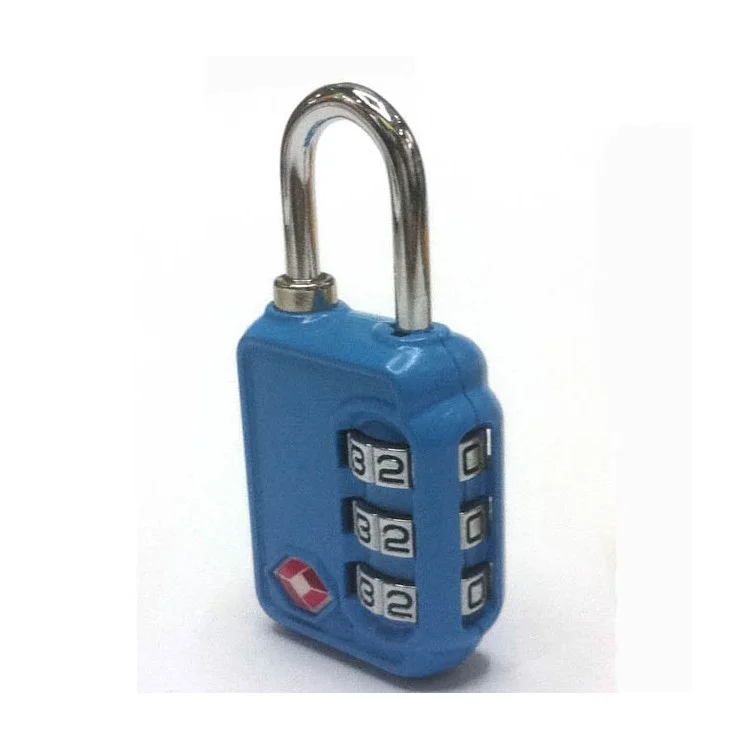 TSA Travel Lock 3-Dial Combination Luggage Padlock - Blue