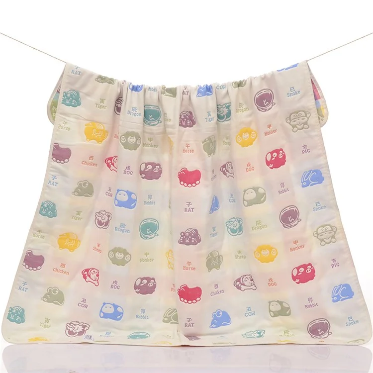 6 Layers Baby Cotton Gauze Bath Towel Blanket 110x115cm - Chinese Zodiac