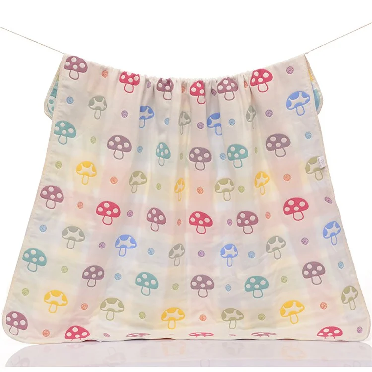 6 Layers Baby Cotton Gauze Bath Towel Blanket 110x115cm - 
Mushroom Pattern