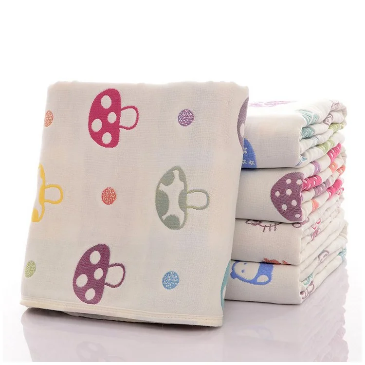 6 Layers Baby Cotton Gauze Bath Towel Blanket 110x115cm - 
Mushroom Pattern