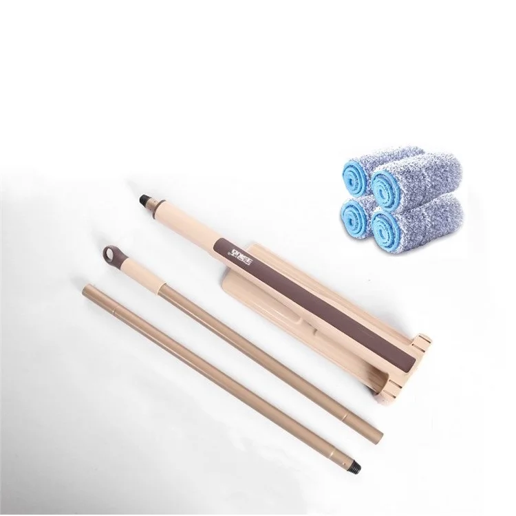 Automatic Squeezed Hands Free Flat Floor Mop with 4 Microfiber Cloths