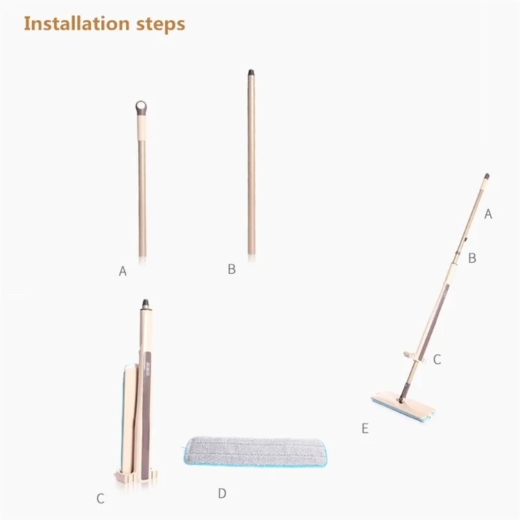 Automatic Squeezed Hands Free Flat Floor Mop with 4 Microfiber Cloths