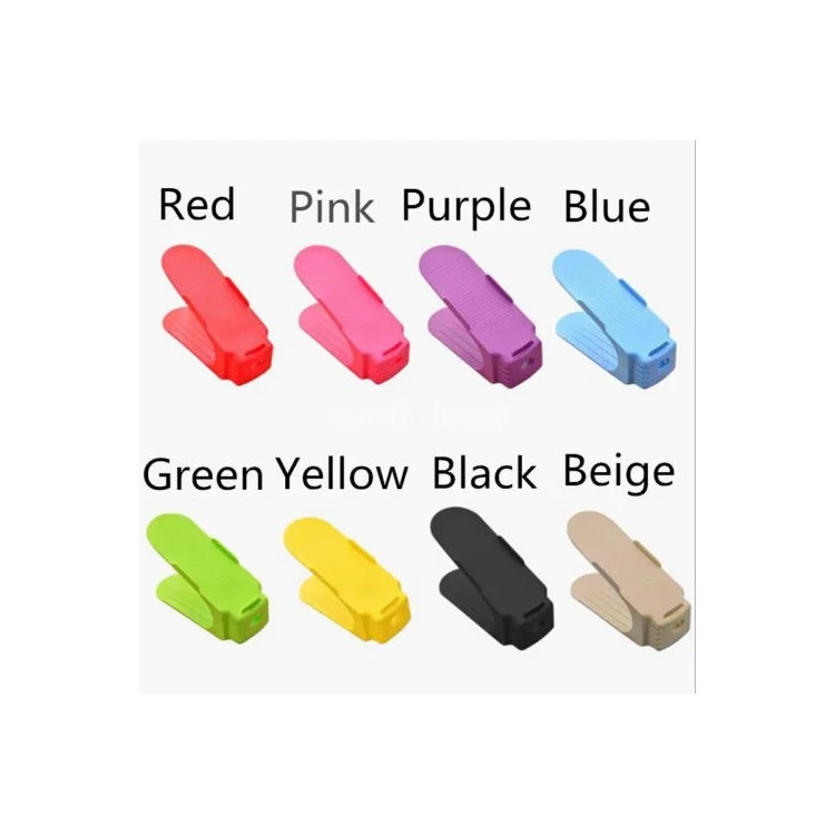Plastic Shoes Display Rack Organizer Space-Saving Double Layer Shoes Storage Rack - Red
