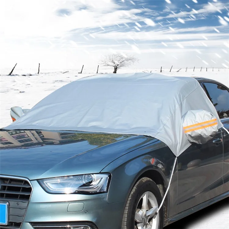 Universal Car Half Cover Sun Heat Protection Snow Ice Universal Waterproof Half Car Cover