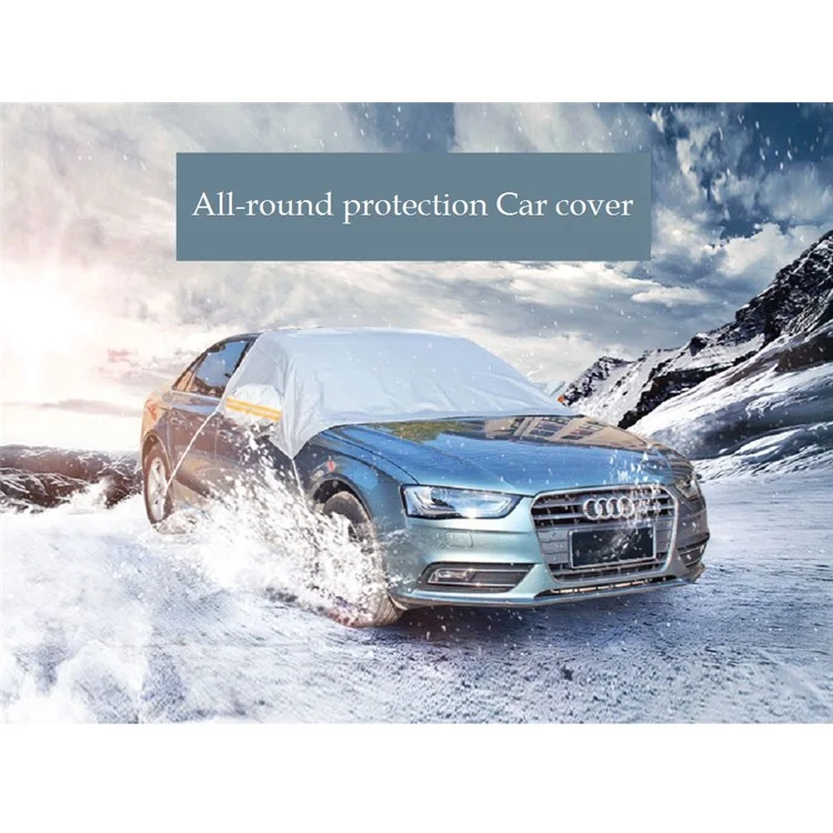 Universal Car Half Cover Sun Heat Protection Snow Ice Universal Waterproof Half Car Cover
