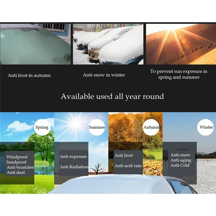 Universal Car Half Cover Sun Heat Protection Snow Ice Universal Waterproof Half Car Cover
